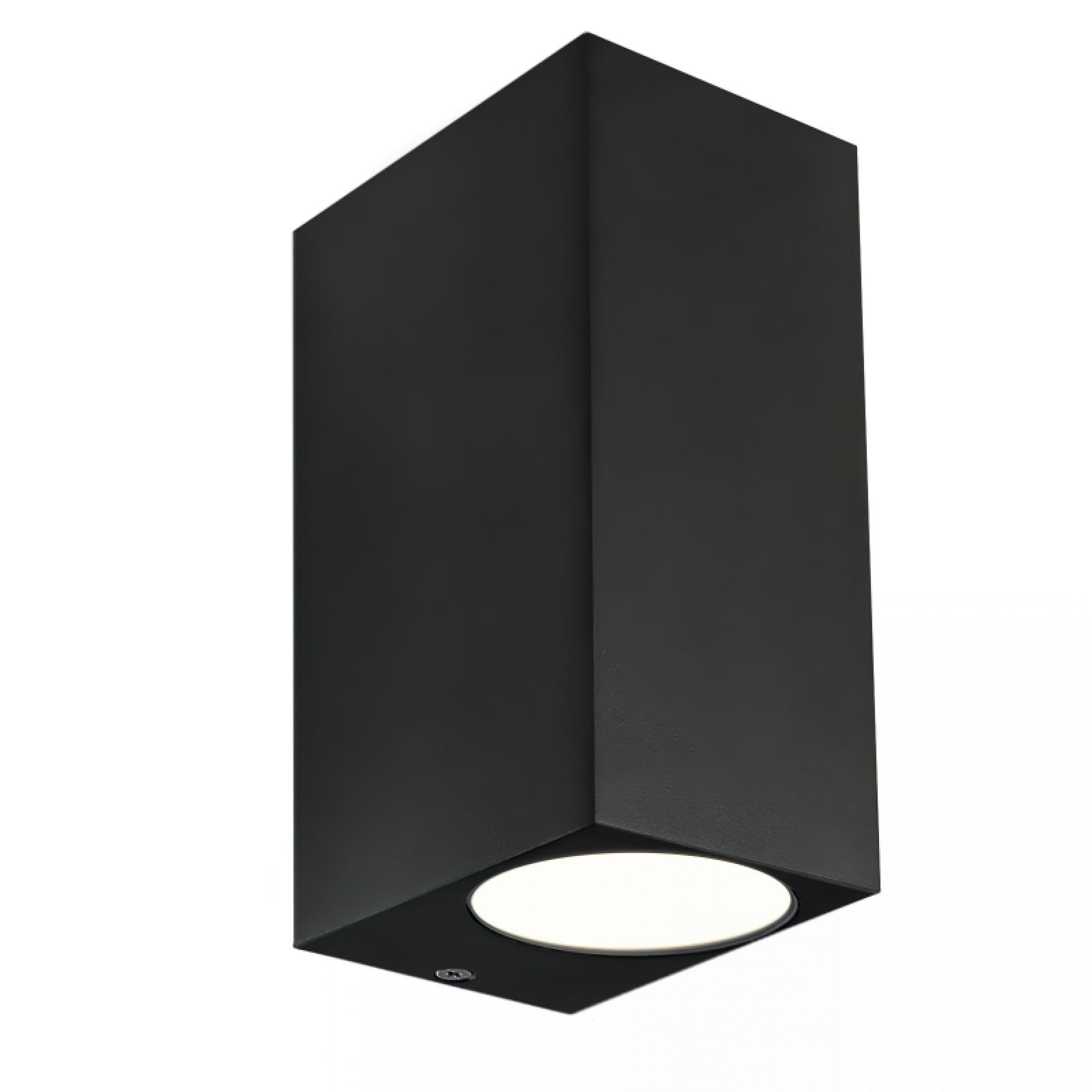  LED Wandleuchte schwarz eckig quadratisch Glas 2-flammig Schrauben & Dübeln IP44 1,2W LED Lichtfarbe warmweiß GU10 230V